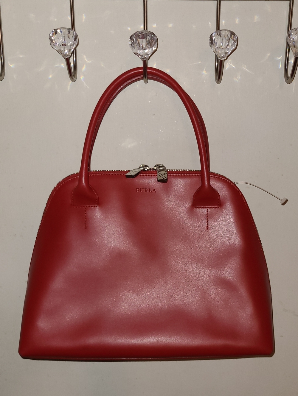 Furla Red Dome-Top Leather Satchel